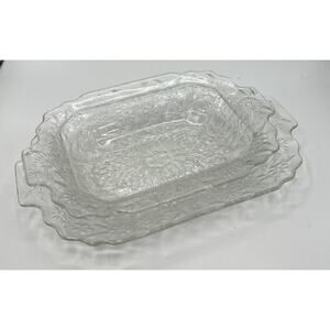 Bowl/Plate 2 Serving Handles Indiana Depression #618 Floral Daisy Type Design